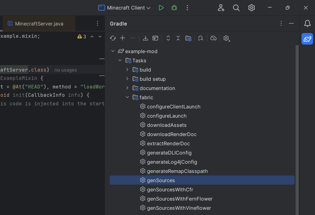 Task in Gradle Panel