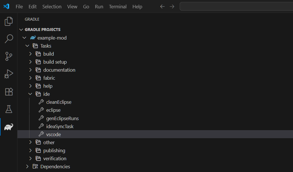 Task in Gradle View